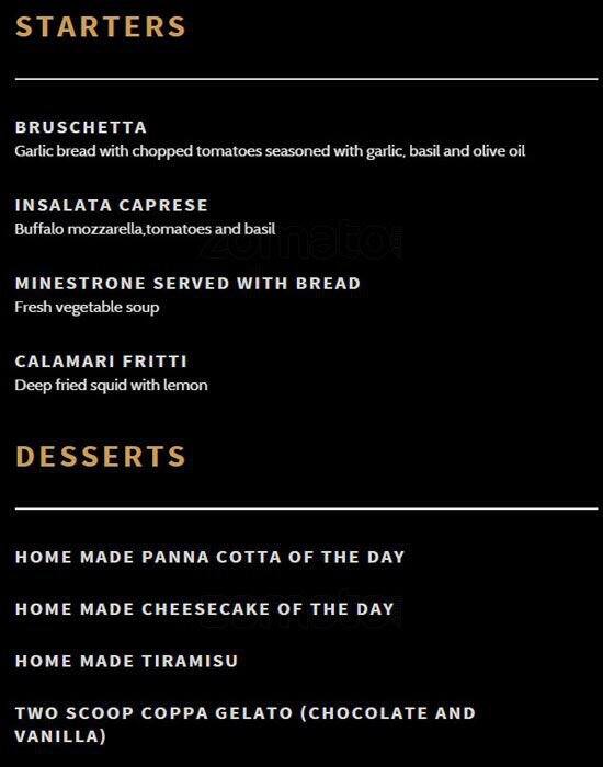 Rigatoni's menu