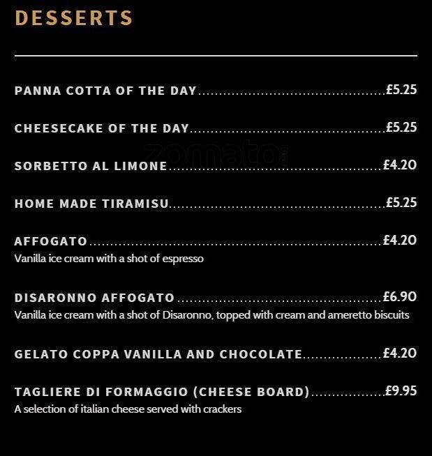 Rigatoni's menu