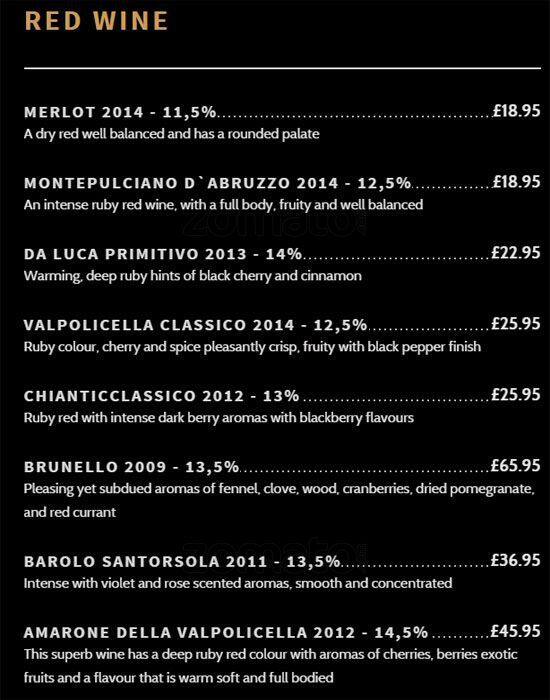 Rigatoni's menu