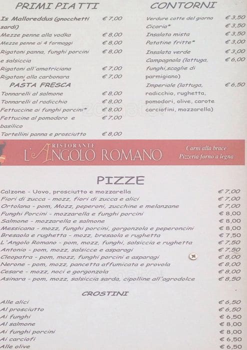 Menu di L'Angolo Romano 