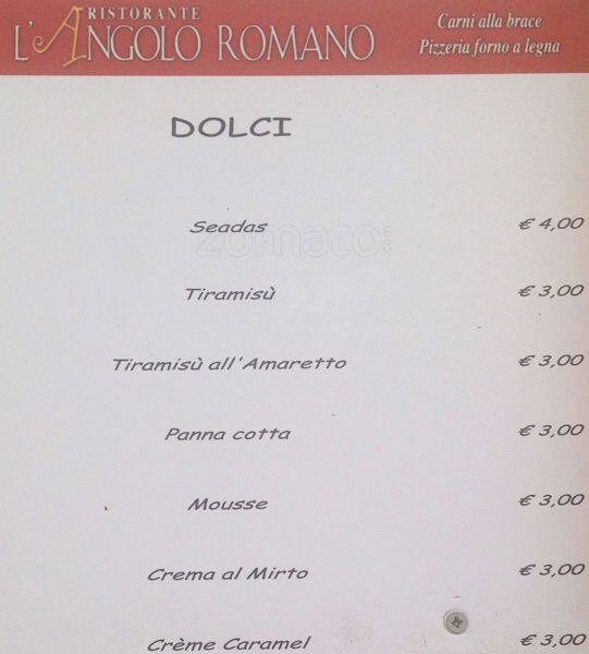 Menu di L'Angolo Romano 