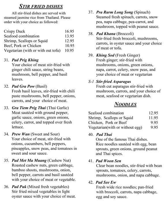 Taste Of Thai On Blvd. Menu Menu at Thai Taste restaurant, Charlotte, 324 East Blvd