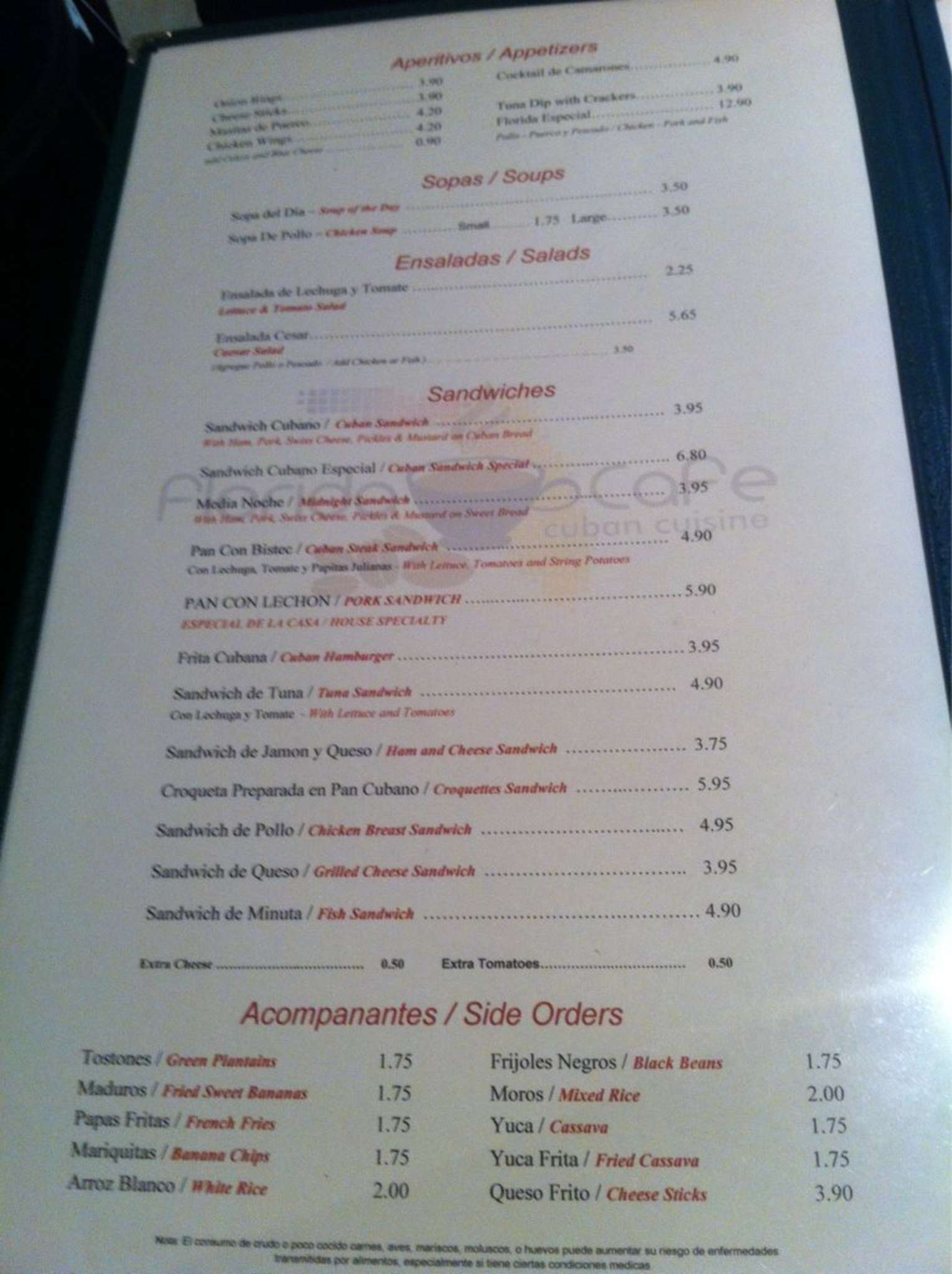 Florida Cafeteria Menu, Menu for Florida Cafeteria, Clewiston