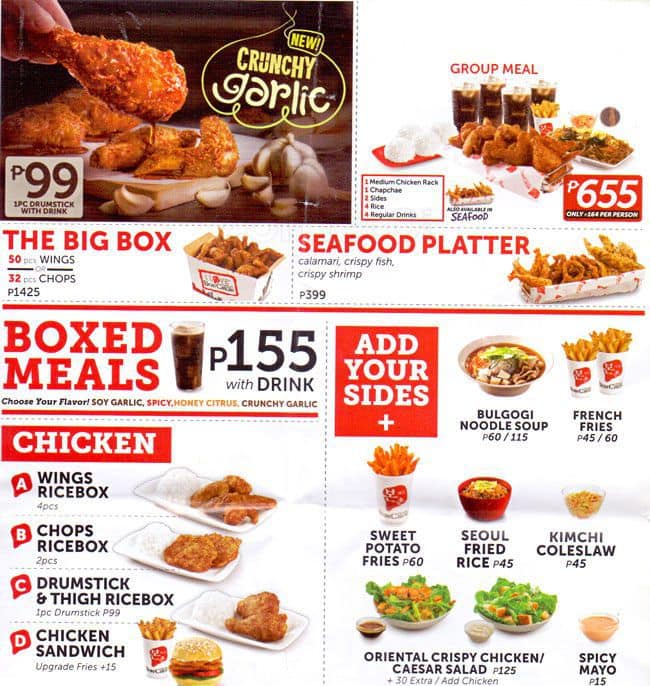 BonChon Chicken Menu, Menu for BonChon Chicken, Dela Paz, Rizal ...