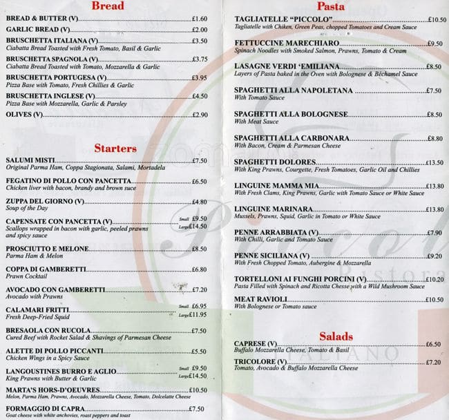Piccolo a London Foto del Menu con Prezzi Zomato UK