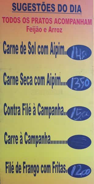 Café e Bar Nosso Cantinho cardápio