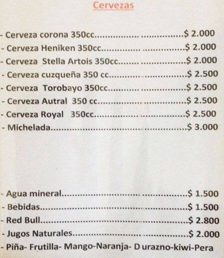 Restobar Tinku меню