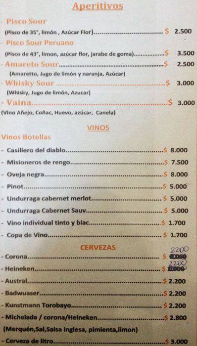 Restobar Tinku меню