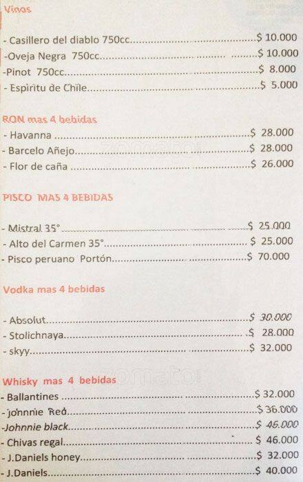 Restobar Tinku меню