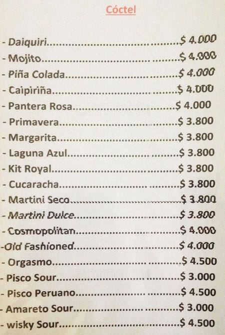 Restobar Tinku меню