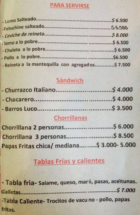 Restobar Tinku меню