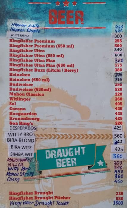 Garage Inc., New Delhi menu