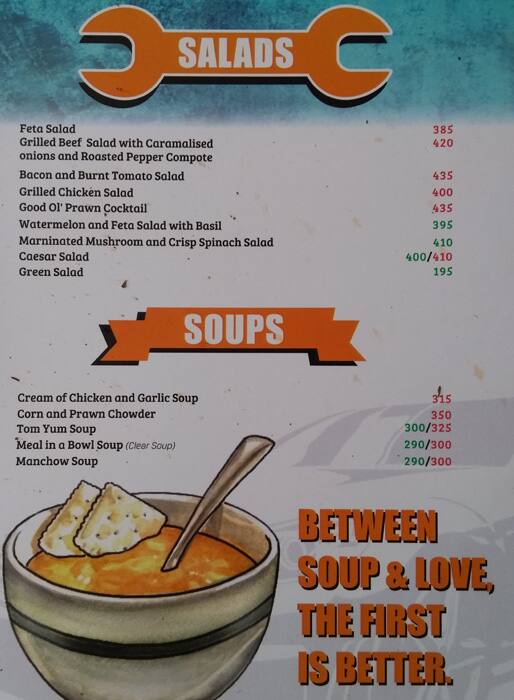 Garage Inc., New Delhi menu