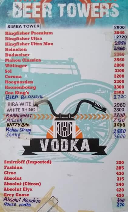 Garage Inc., New Delhi menu