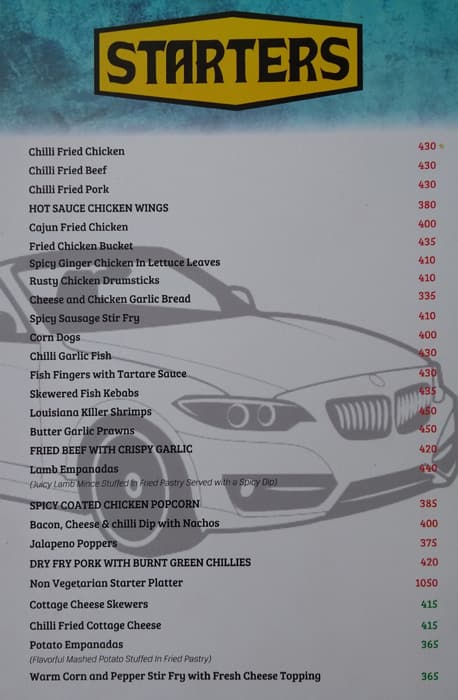 Garage Inc., New Delhi menu