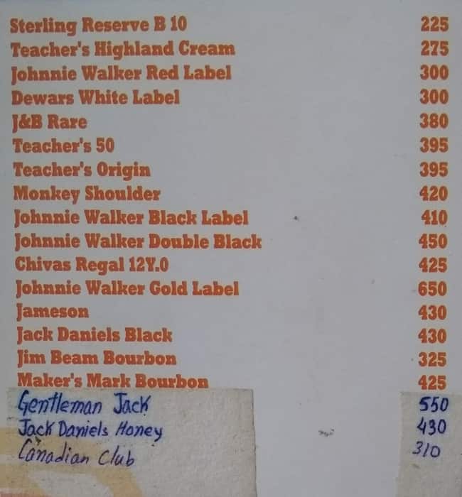 Garage Inc., New Delhi menu