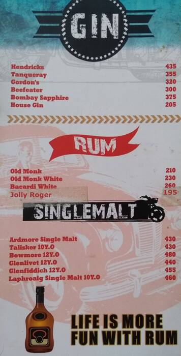 Garage Inc., New Delhi menu