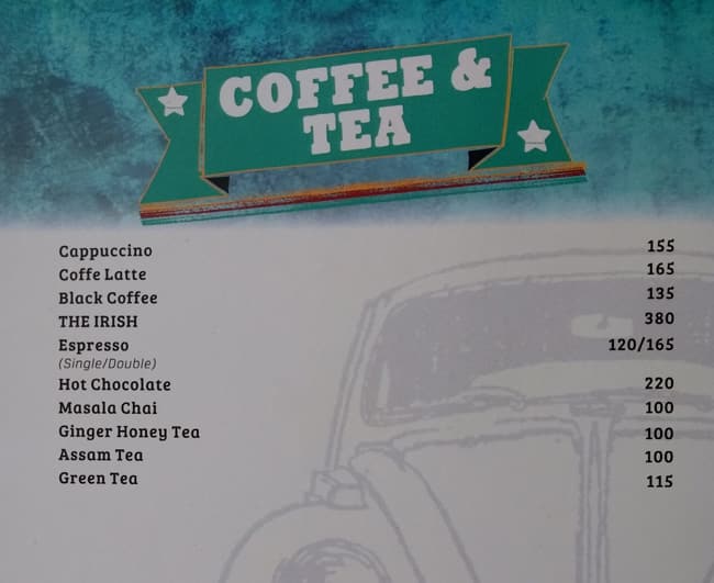 Garage Inc., New Delhi menu