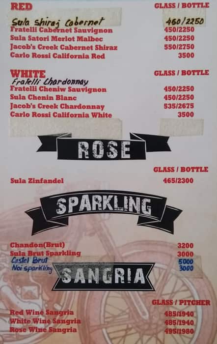 Garage Inc., New Delhi menu