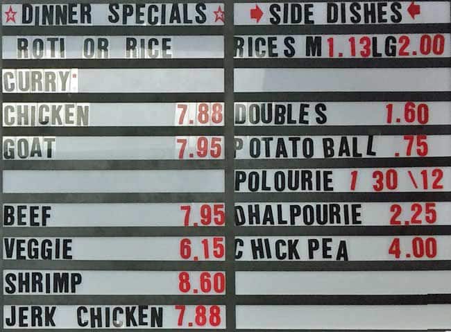 Carta de The Roti House