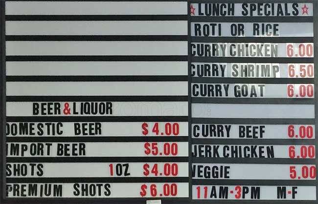 Carta de The Roti House