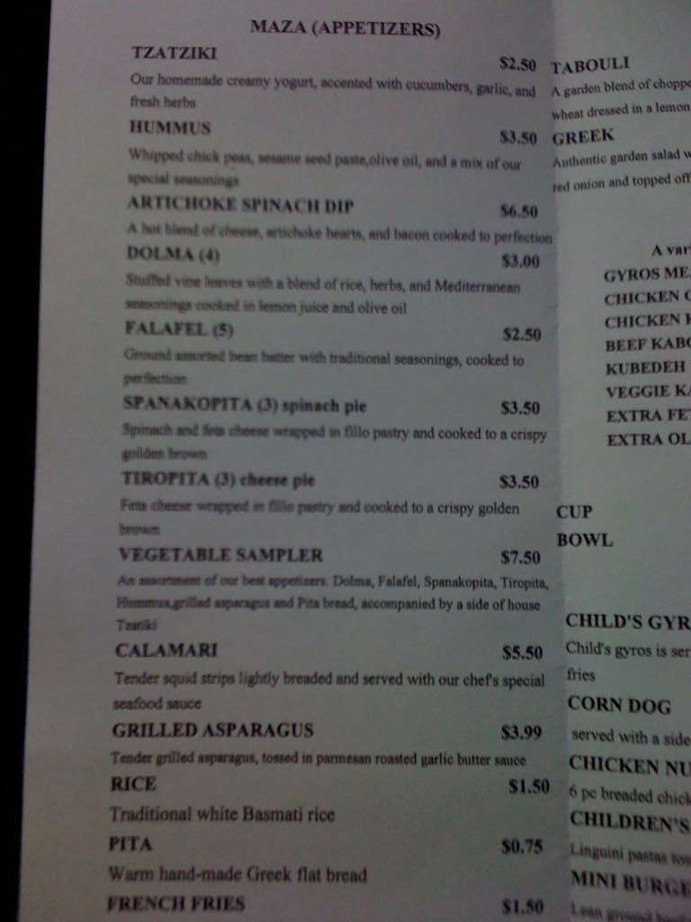 Basil Mediterranean Cafe Menu, Menu for Basil Mediterranean Cafe