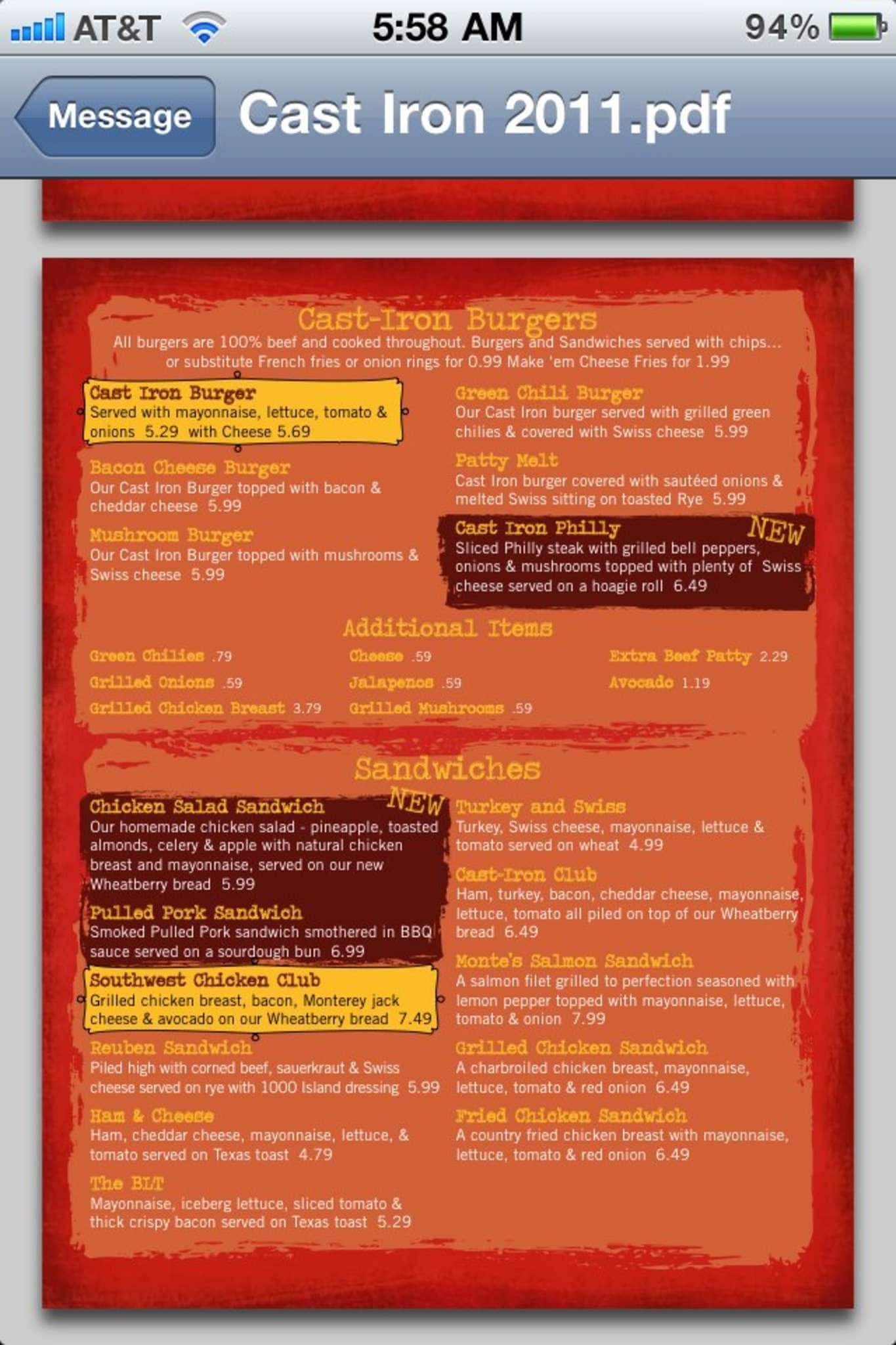 Menu at cast iron grill restaurant lubbock 620 19th st