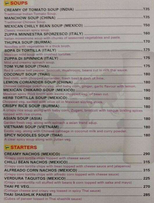 Flags World Cuisine menu