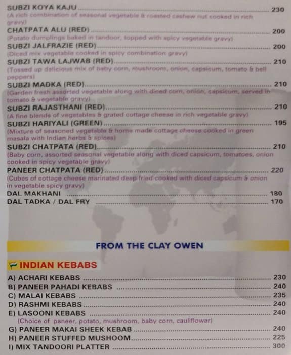 Flags World Cuisine menu