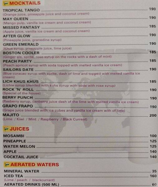 Flags World Cuisine menu