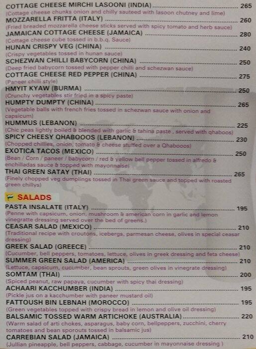 Flags World Cuisine menu