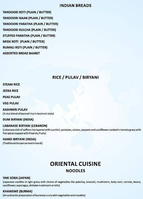 Flags World Cuisine menu