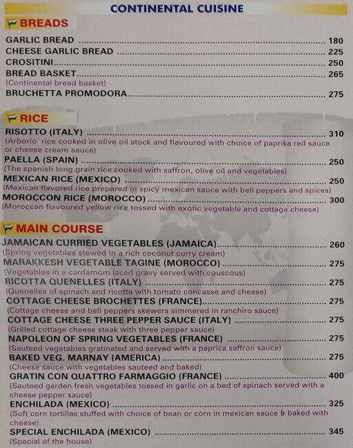 Flags World Cuisine menu