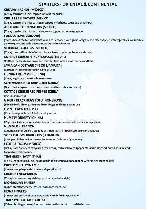 Flags World Cuisine menu