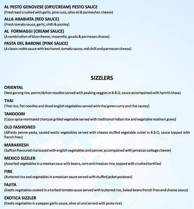 Flags World Cuisine menu