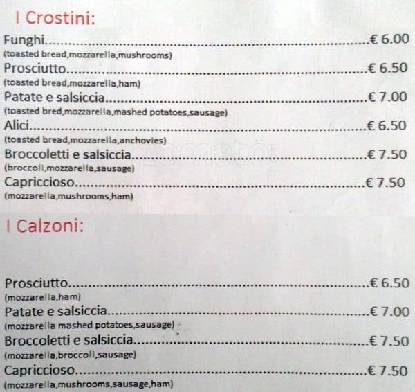 Menu di Pizza e Bira 