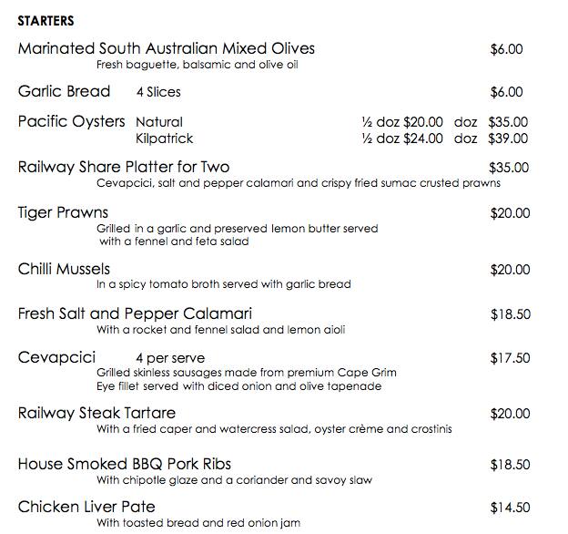 Railway Club Hotel Port Melbourne Menu Urbanspoon/Zomato