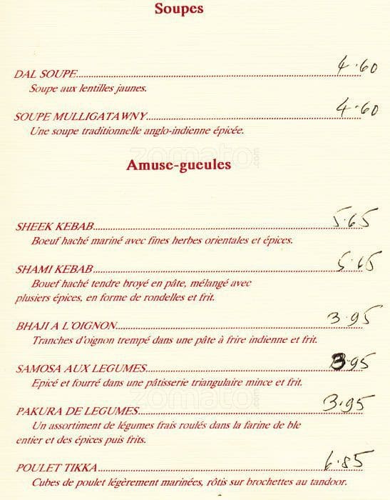 Sitar Menu, Menu de Sitar, Lower Town, Ottawa Urbanspoon/Zomato