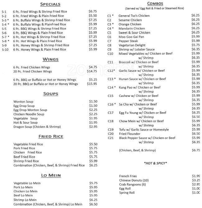 Menu at Wing Heaven fast food, Charlotte, South Blvd