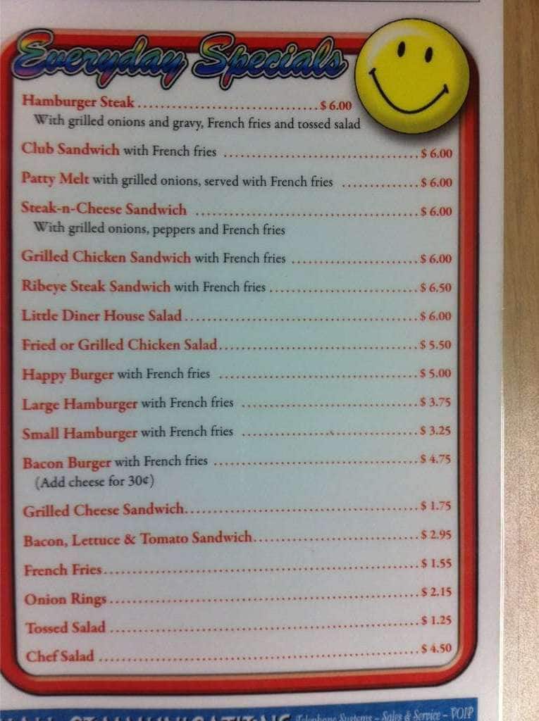 Menu at Little Diner restaurant, Huntsville, Jordan Ln NW A