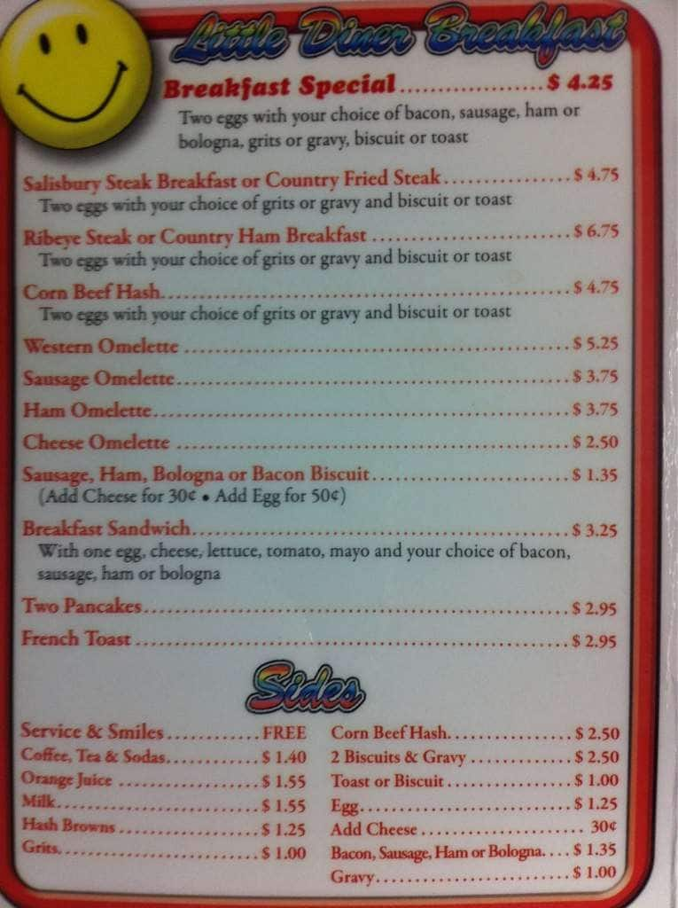 Little Diner Menu, Menu for Little Diner, Huntsville, Huntsville ...