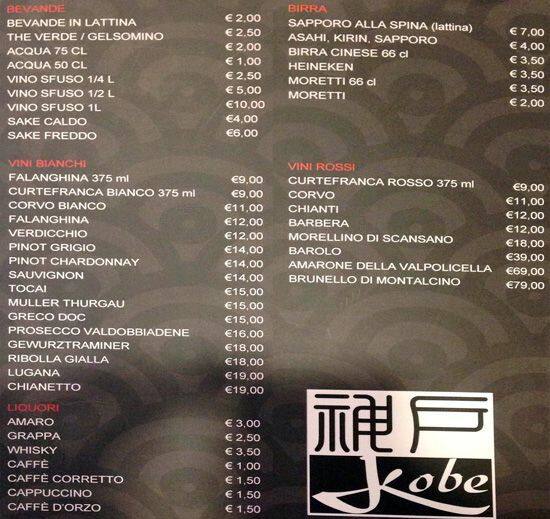 Menu di Kobe 