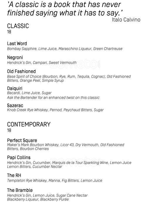 Carta de The Rittenhouse Hotel