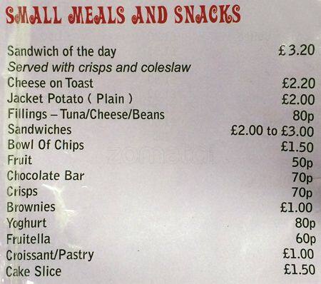 Menu at Cherry Tree Cafe, London