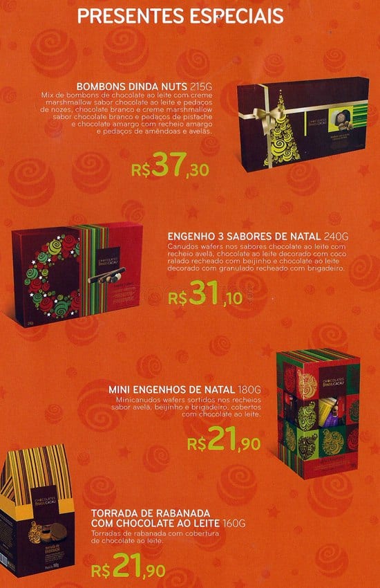 Chocolates Brasil Cacau cardápio