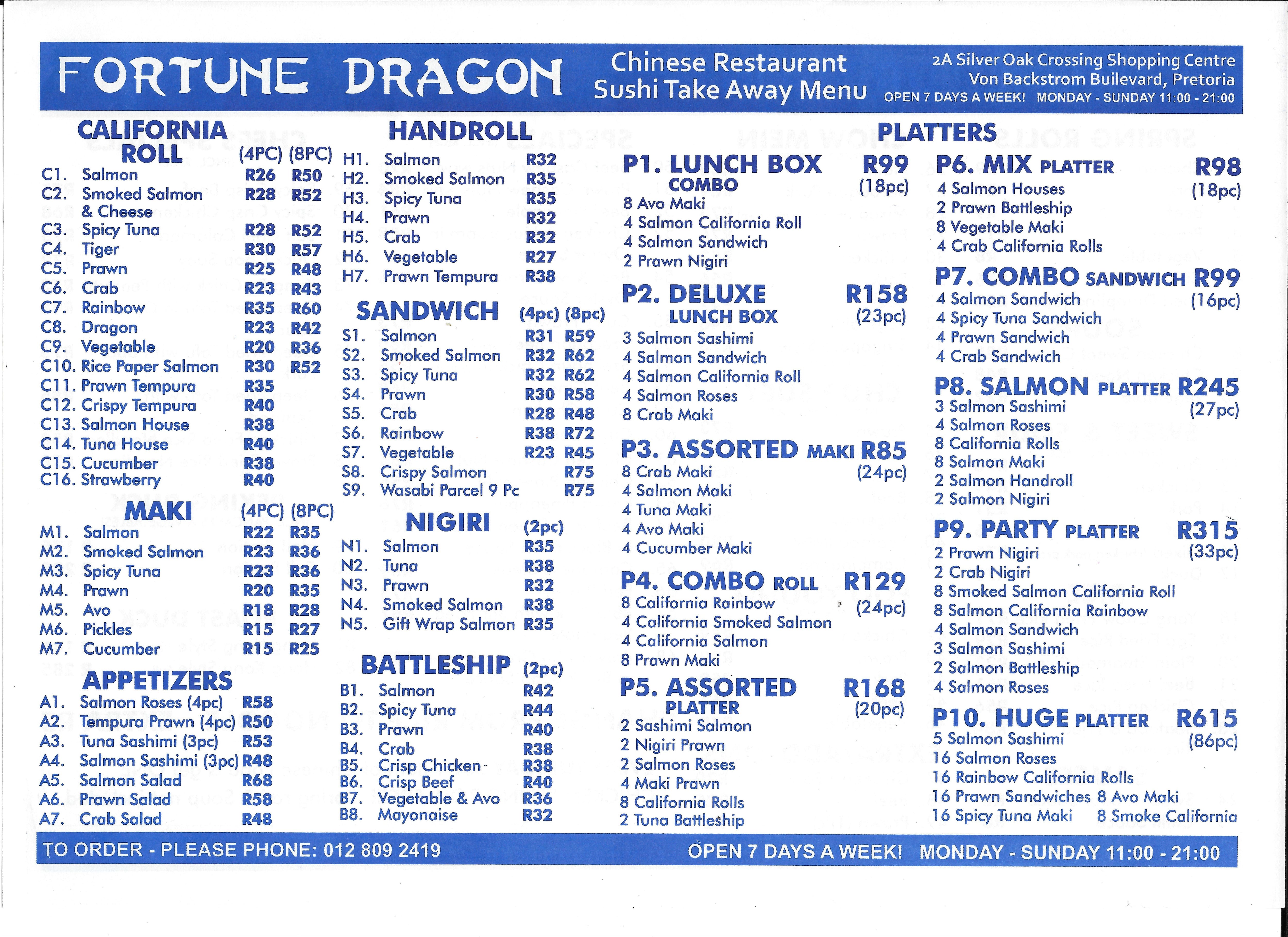 house of dragon pearl city menu