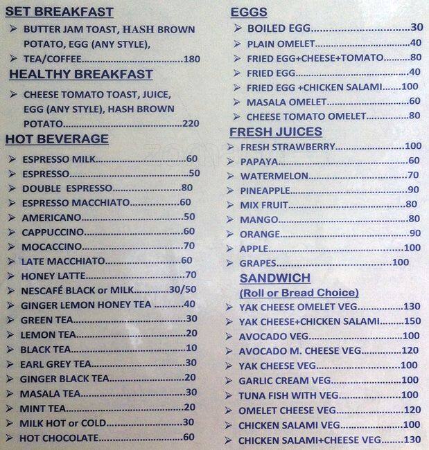 Menu at Hari's German Bakery, Benaulim, 7W6H+32F