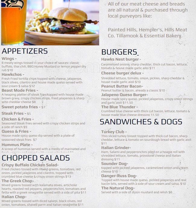 Hawk's Nest Bar & Grill Menu Urbanspoon/Zomato