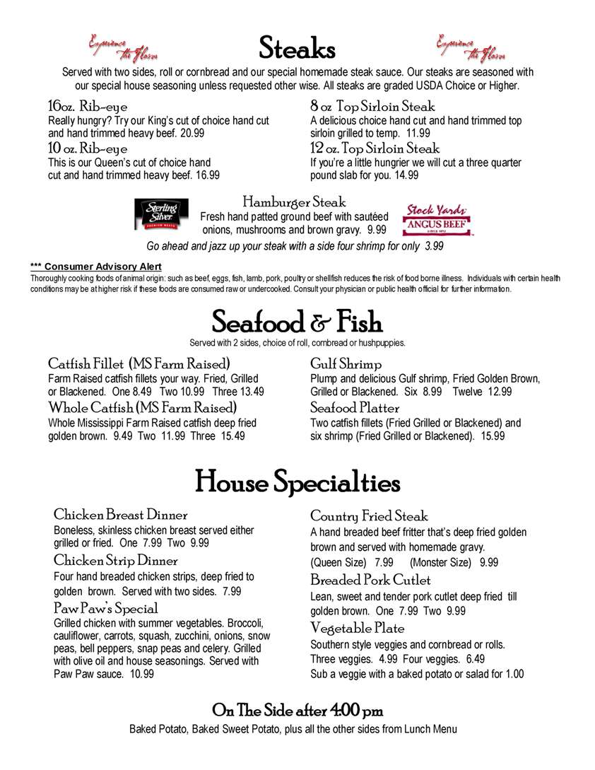 Menu at Sweetpea's restaurant, Bartlett