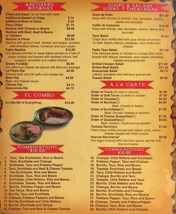 la fiesta mexican restaurant menu Low Tone Webzine Picture Show